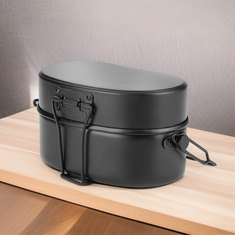 علبة بينتو مزدوجة الطبقات بمقبض