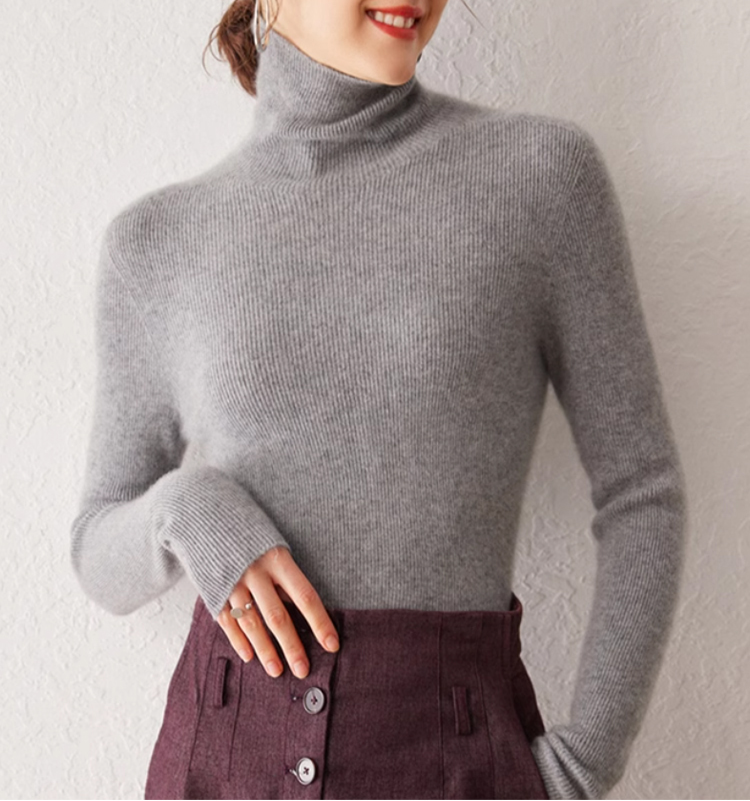 コーディネート例付きレディースカシミヤニット