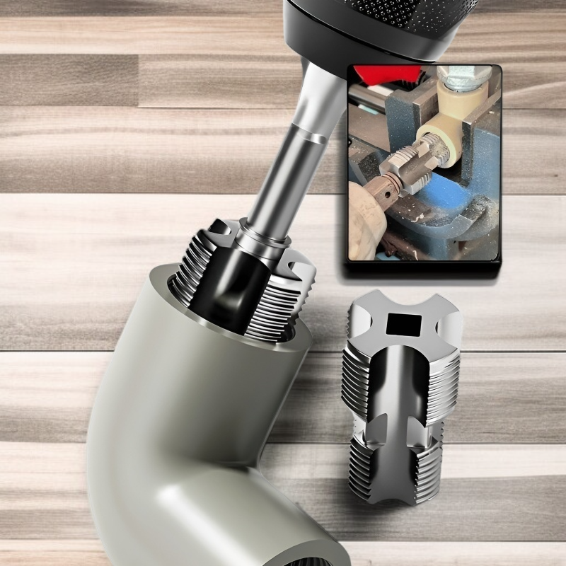 수도관 내부 구멍 나사산 오프너 전기 드릴 스타일 듀얼 헤드 PPR 파이프 나사산 제거기 방청 부식 방지 액세서리