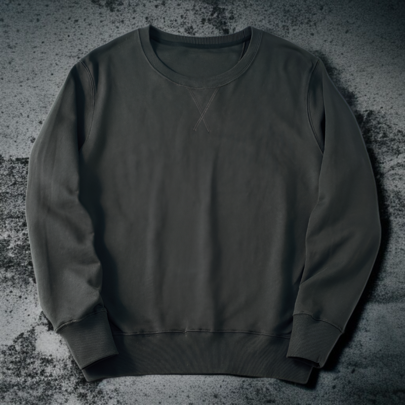 360g厚手コットンクルーネック長袖スウェットシャツ