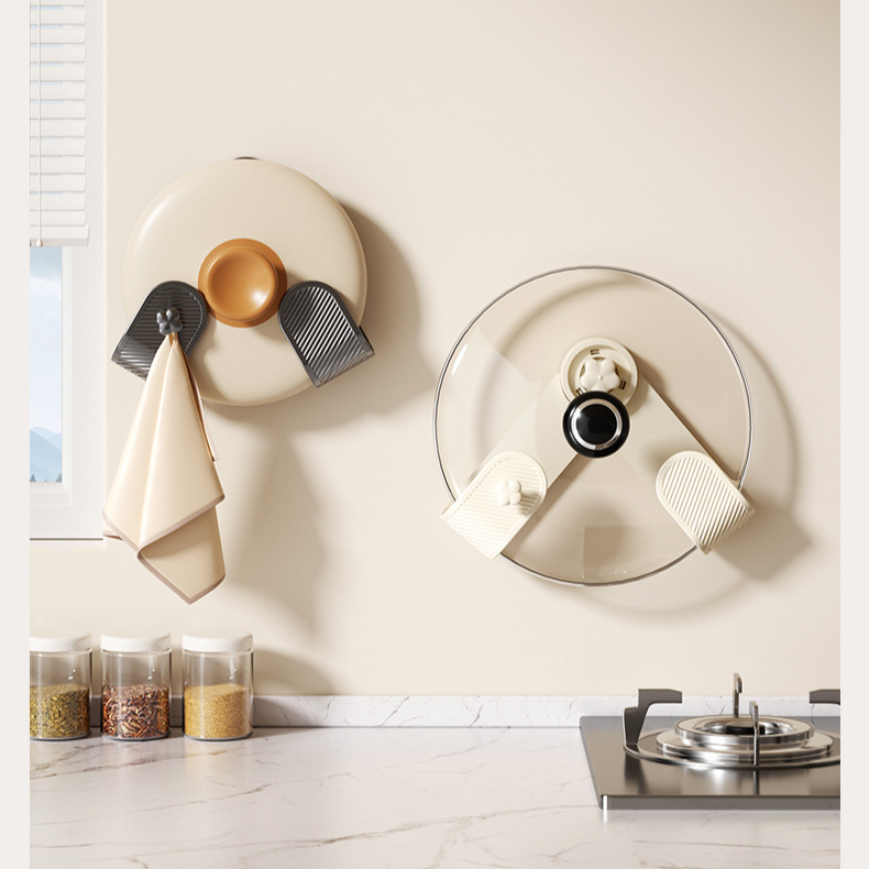No-Drill Suction Cup Wall-Mounted Pot Lid Rack