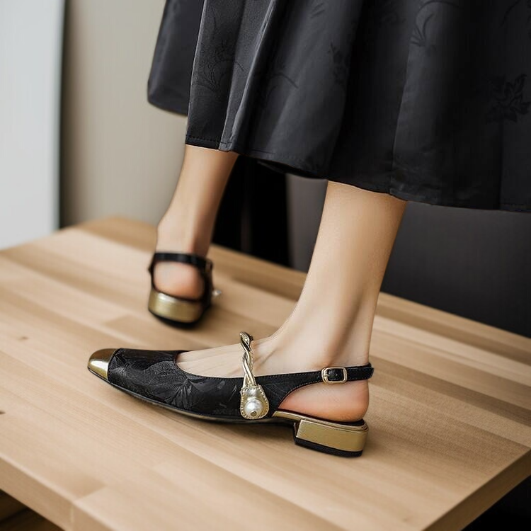 메리제인 슈즈 소프트 크롭 샌들 로우 굽에 스커트 일자 샌들