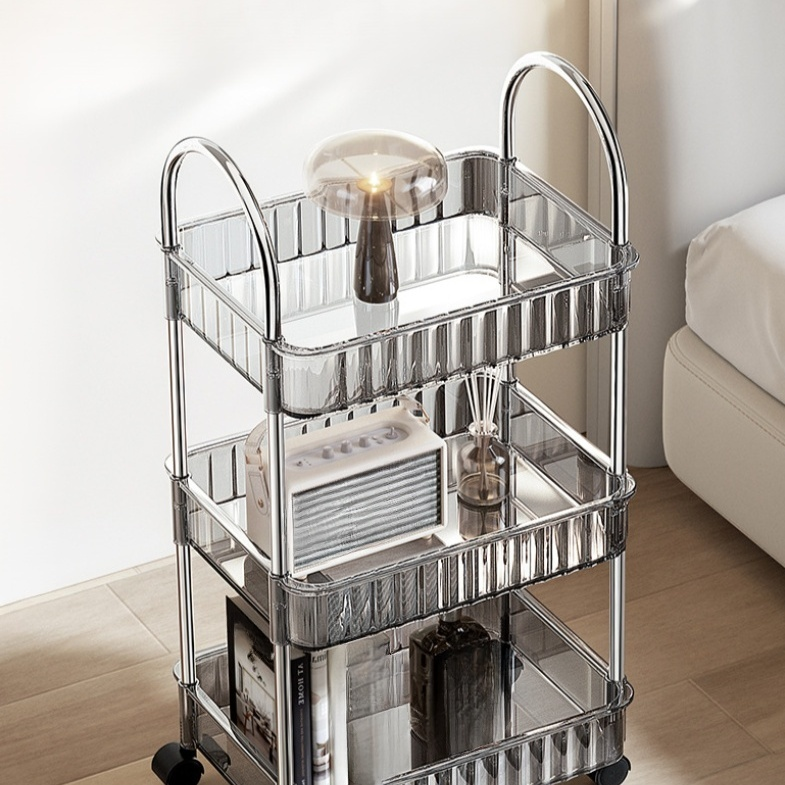 Removable kitchen floor trolley with storage shelves