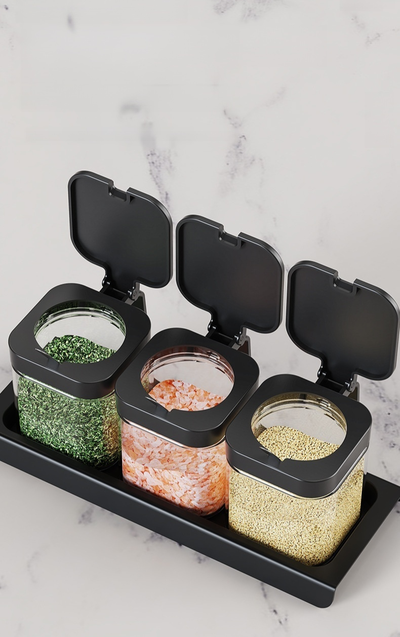 Combinación de tarros para condimentos multifuncional en cocina moderna
