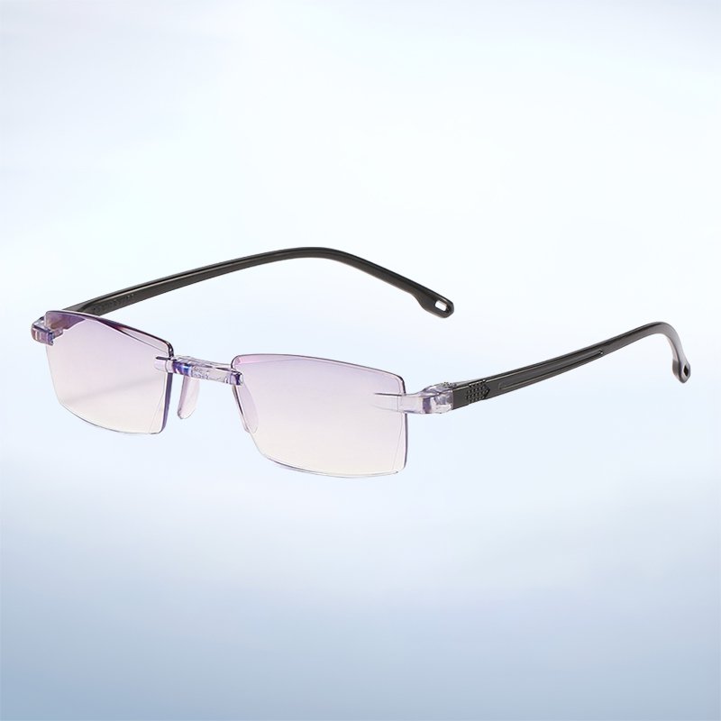 Gafas de lectura para hombre sin marco con corte de diamante y protección contra la luz azul