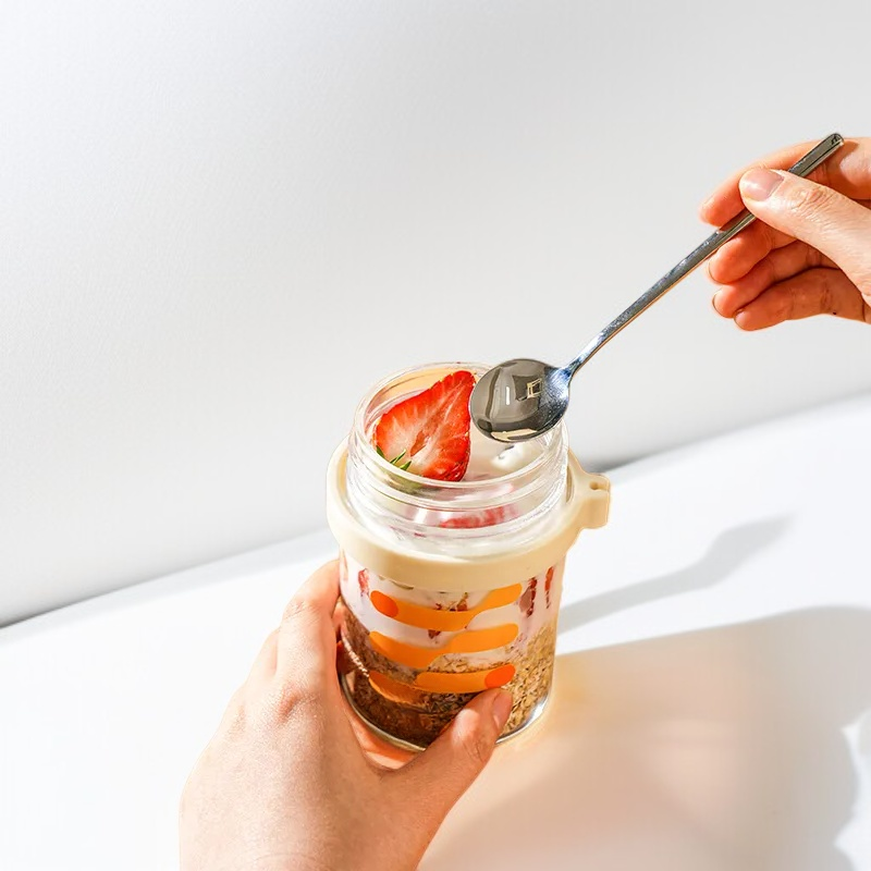 Glass of cereal with yogurt