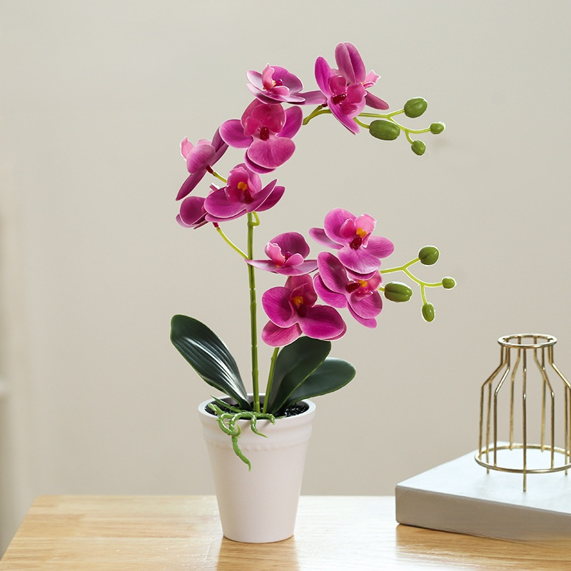 Orquídea mariposa artificial en maceta, decoración de plantas simuladas