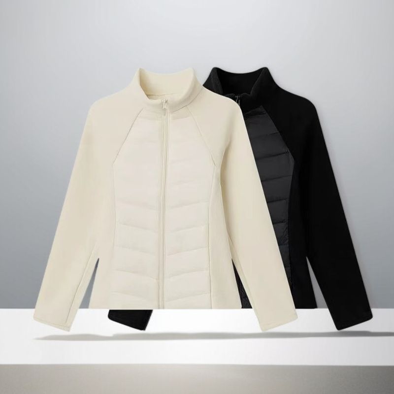 여성용 경량 스탠드업 칼라 슬림핏 면 코트