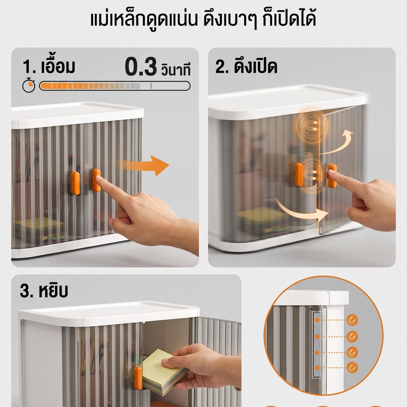 ตู้เก็บขนมกันฝุ่น กล่องจัดระเบียบเครื่องสำอางและสกินแคร์บนโต๊ะเครื่องแป้ง จัดเก็บของใช้ในบ้าน