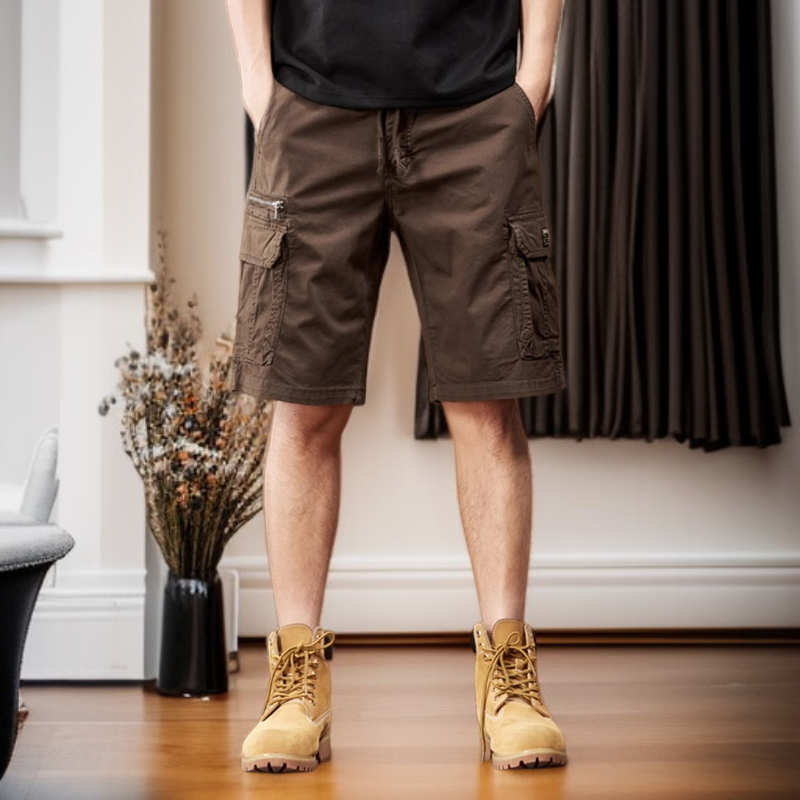 メンズ綿素材カーゴショートパンツ