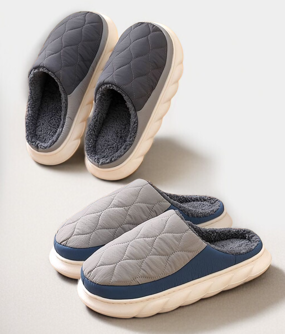 保暖男士羽絨拖鞋穿著效果
