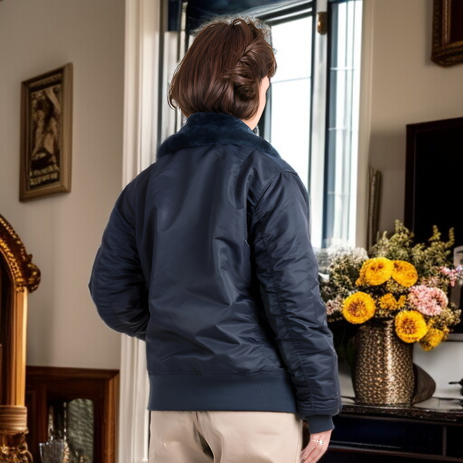 新品 エアフォース B-15 ジャケット フライトスーツ ファーカラー 取り外し可能 B-15 フライトジャケット メンズ レディース コットンジャケット