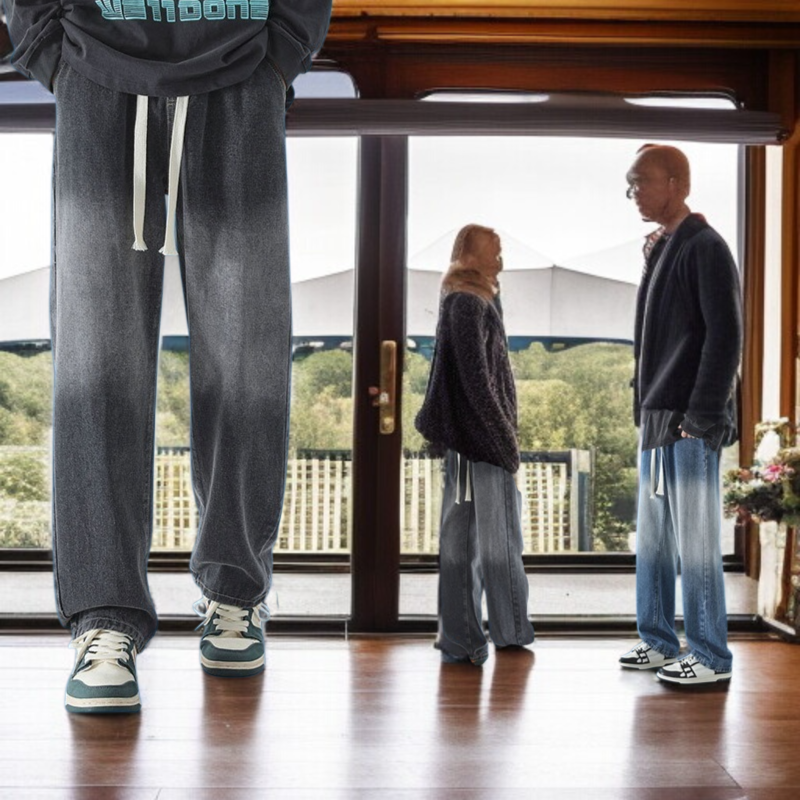 남자 와이드 일자 청바지 배기 캐주얼 팬츠 와이드 팬츠 남자 와이드 팬츠 그러데이션 봄가을 청바지