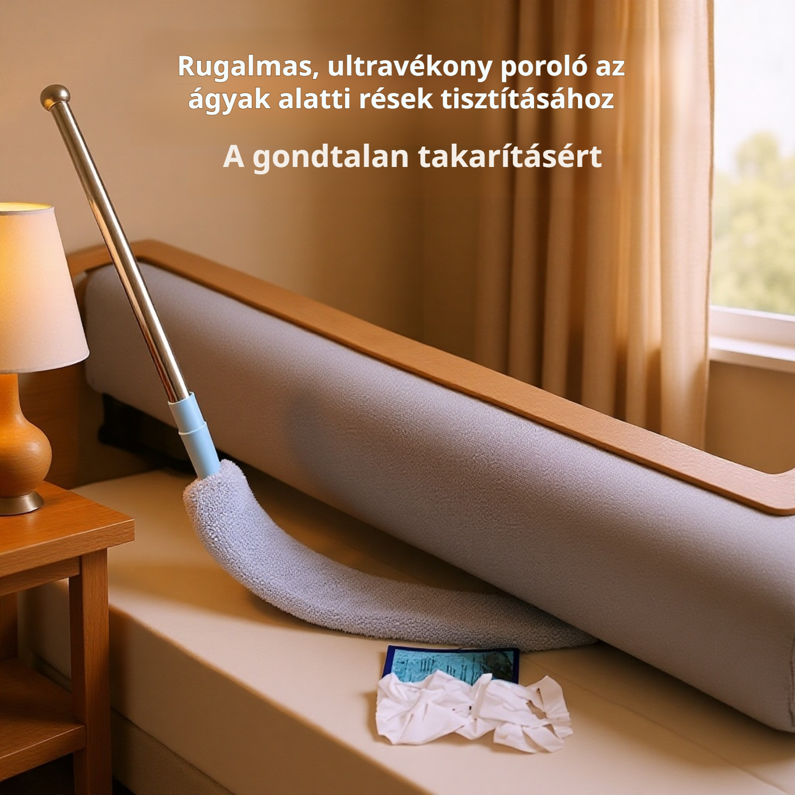 Állítható hosszúságú tisztító portörlő modern dizájnnal