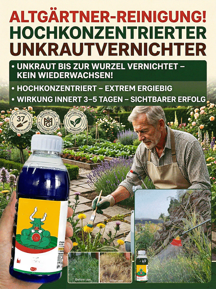 【Hochkonzentriertes Herbizid】8x schneller, wurzeltief vernichten, 100% biologisch abbaubar