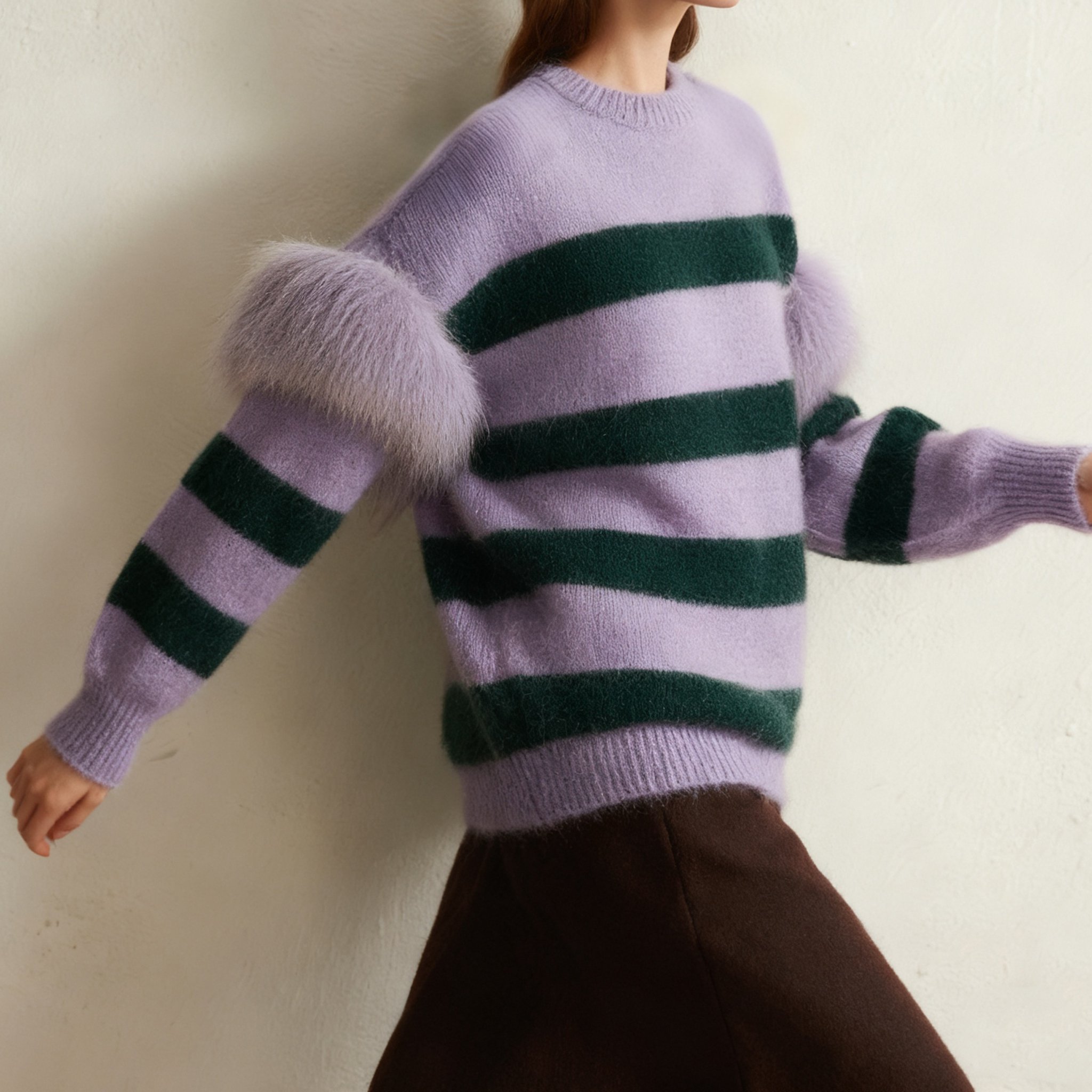 퍼플 스트라이프 니트
