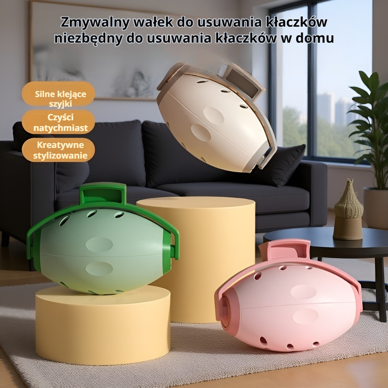 Przenośny, wielokrotnego użytku, zmywalny wałek do usuwania sierści