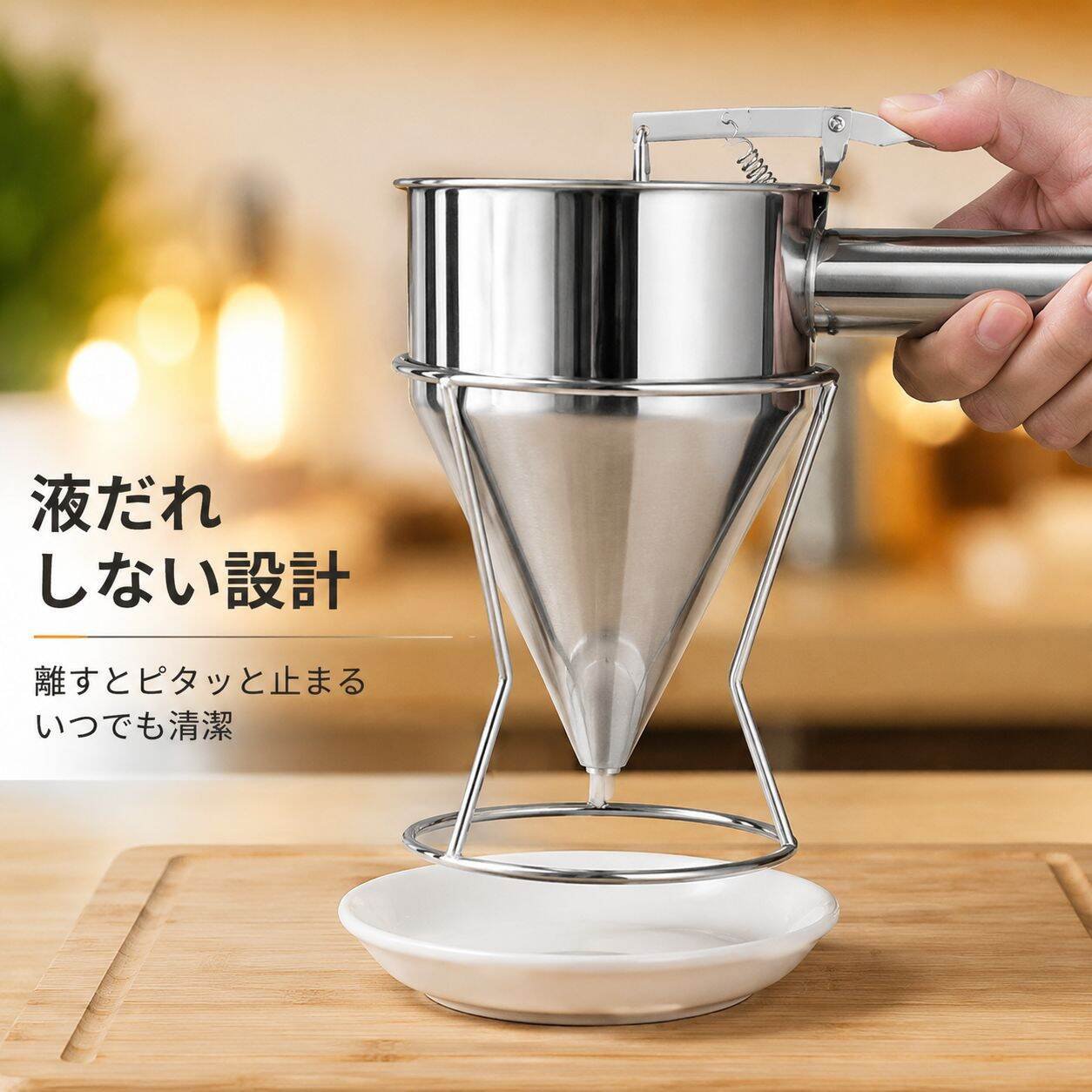 家庭用ステンレスコーン型じょうご たこ焼き・チョコレートソースベーキングツール