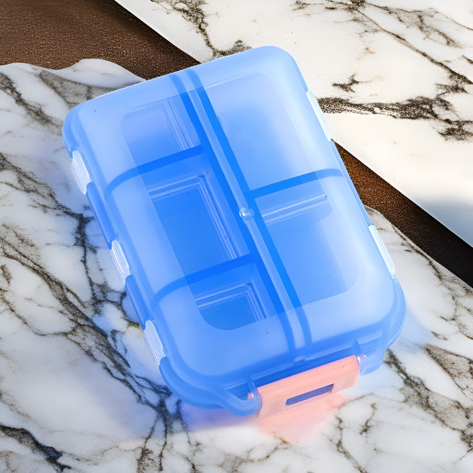 10-Compartment Sealed Portable Pill Case, Small PP Medicine Organizer