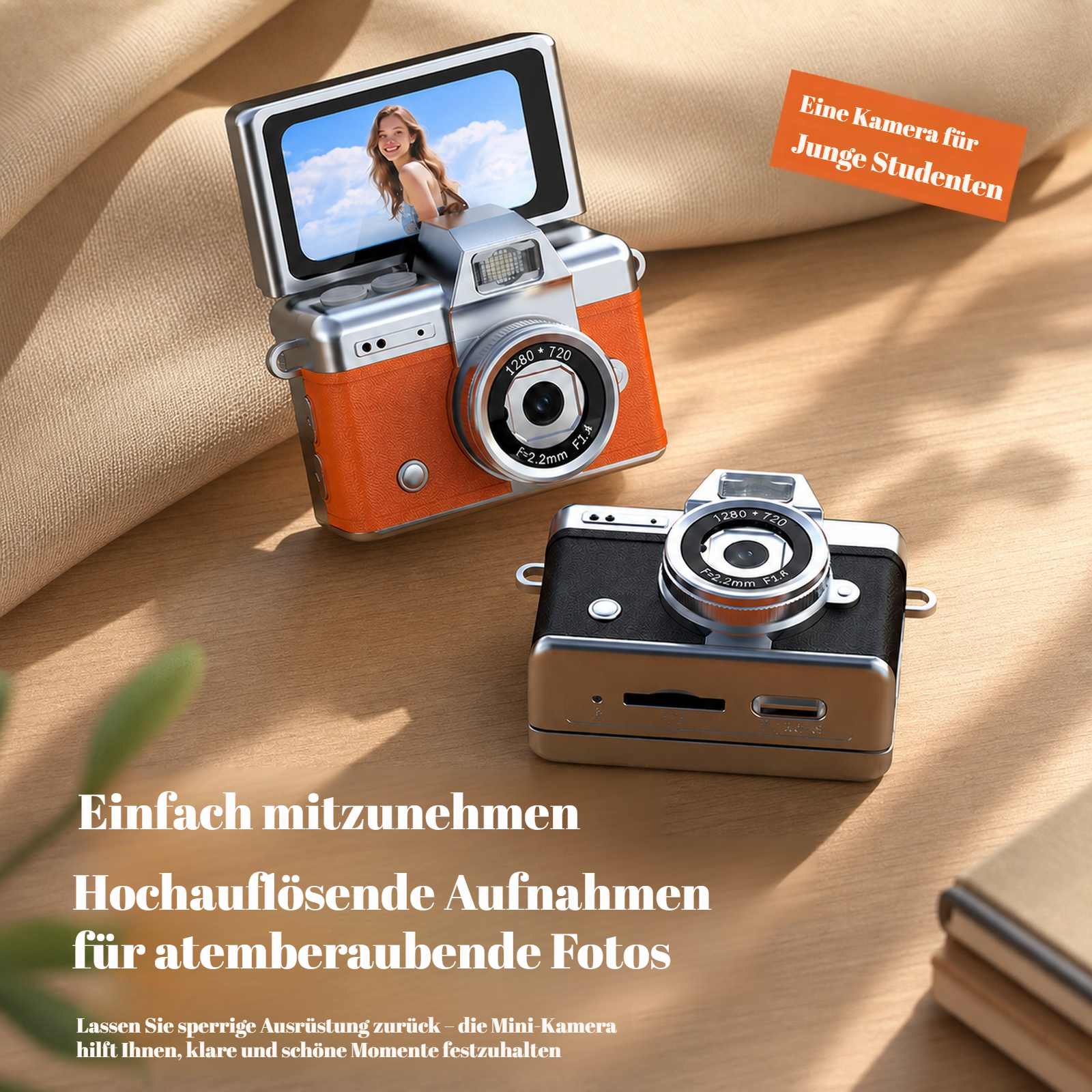 Retro CCD HD tragbare Daumenkamera mit Klappdisplay