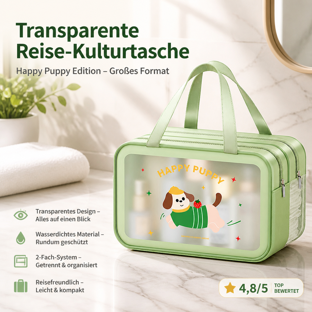 Wasserdichte tragbare transparente Kosmetiktasche für Reisen
