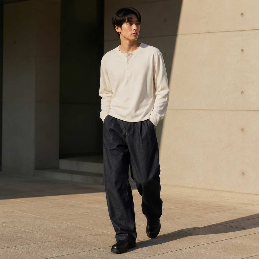 남자 아메리칸 루즈핏 스트레이트 데님 캐주얼 바지