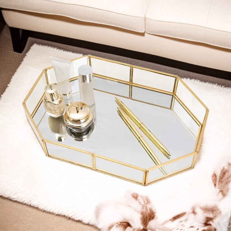 Bandeja organizadora de vidrio nórdico para cosméticos y perfumes