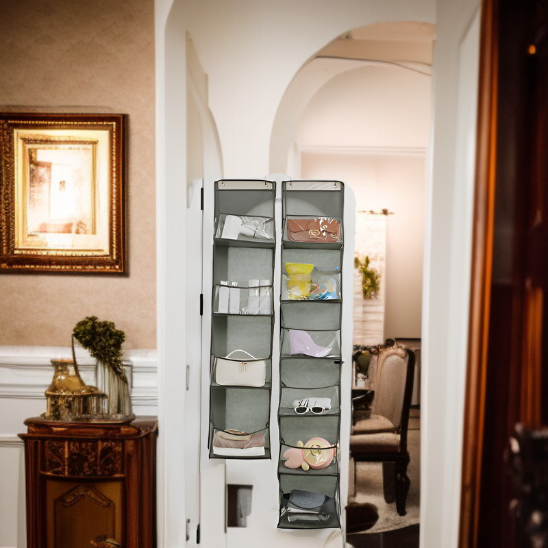 Space-saving hanging storage bag organizer