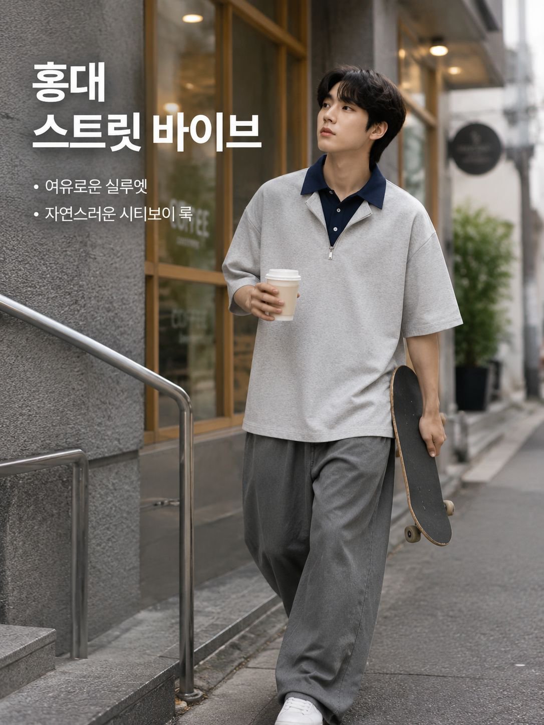 남성용 레이어드 스타일 반팔 폴로셔츠