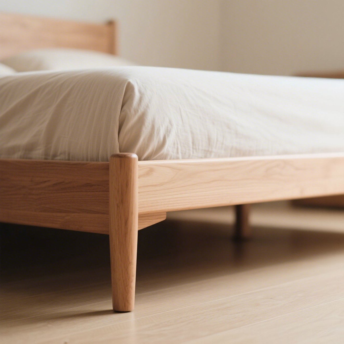 ナチュラル無垢材ダブルベッド全体画像