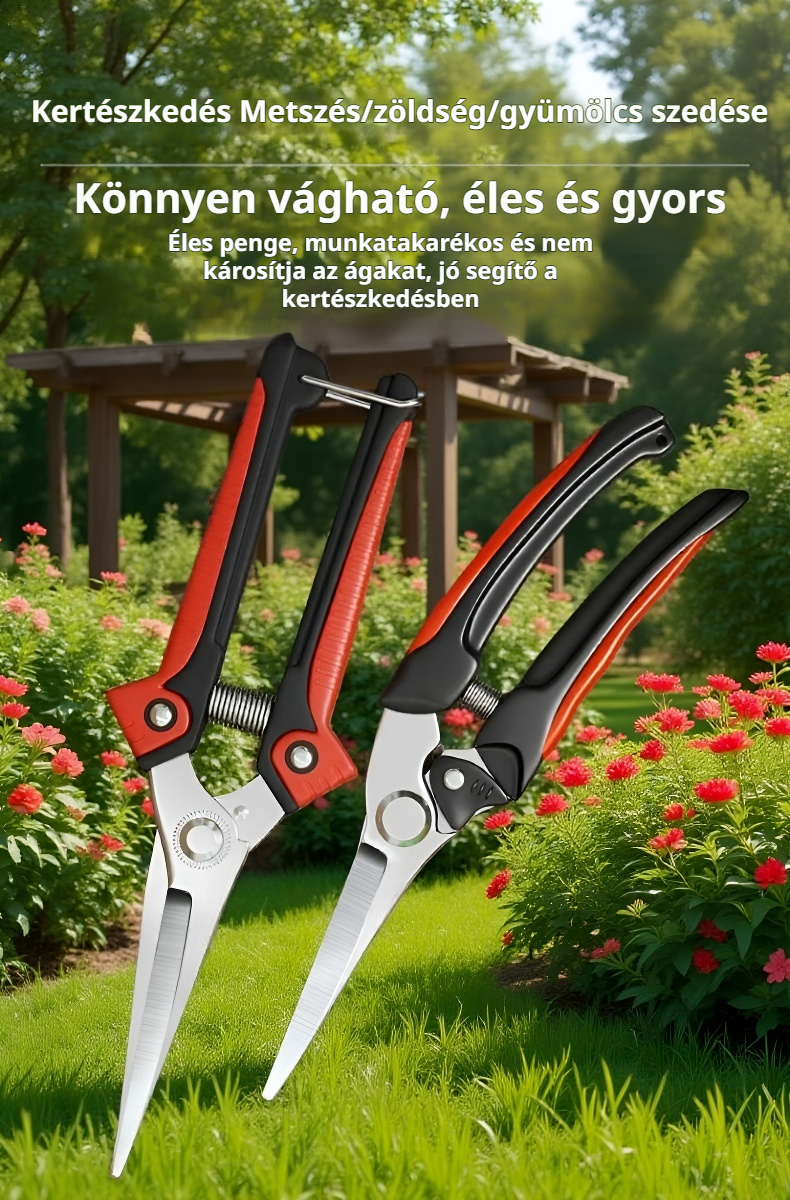 Kerti metszőolló ergonomikus markolattal