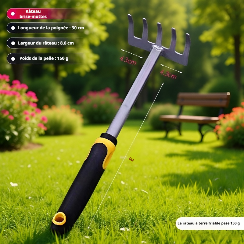 Ensemble de quatre outils de jardinage polyvalents : houe, pelle, pour la plantation d'arbres