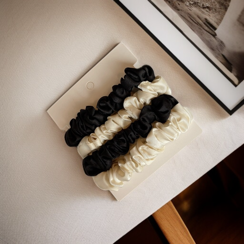 シルクサテン伸縮性ヘアタイ