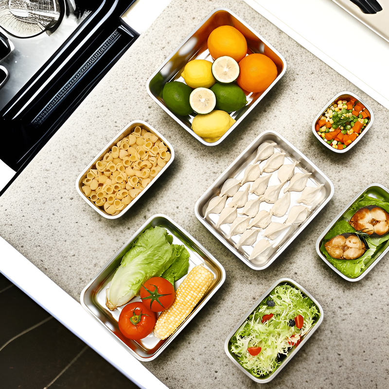 厚みのあるステンレス製冷蔵庫用食品保存容器