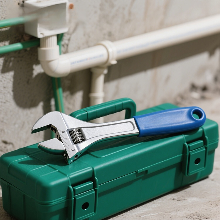 Llave inglesa ajustable de mango corto en uso