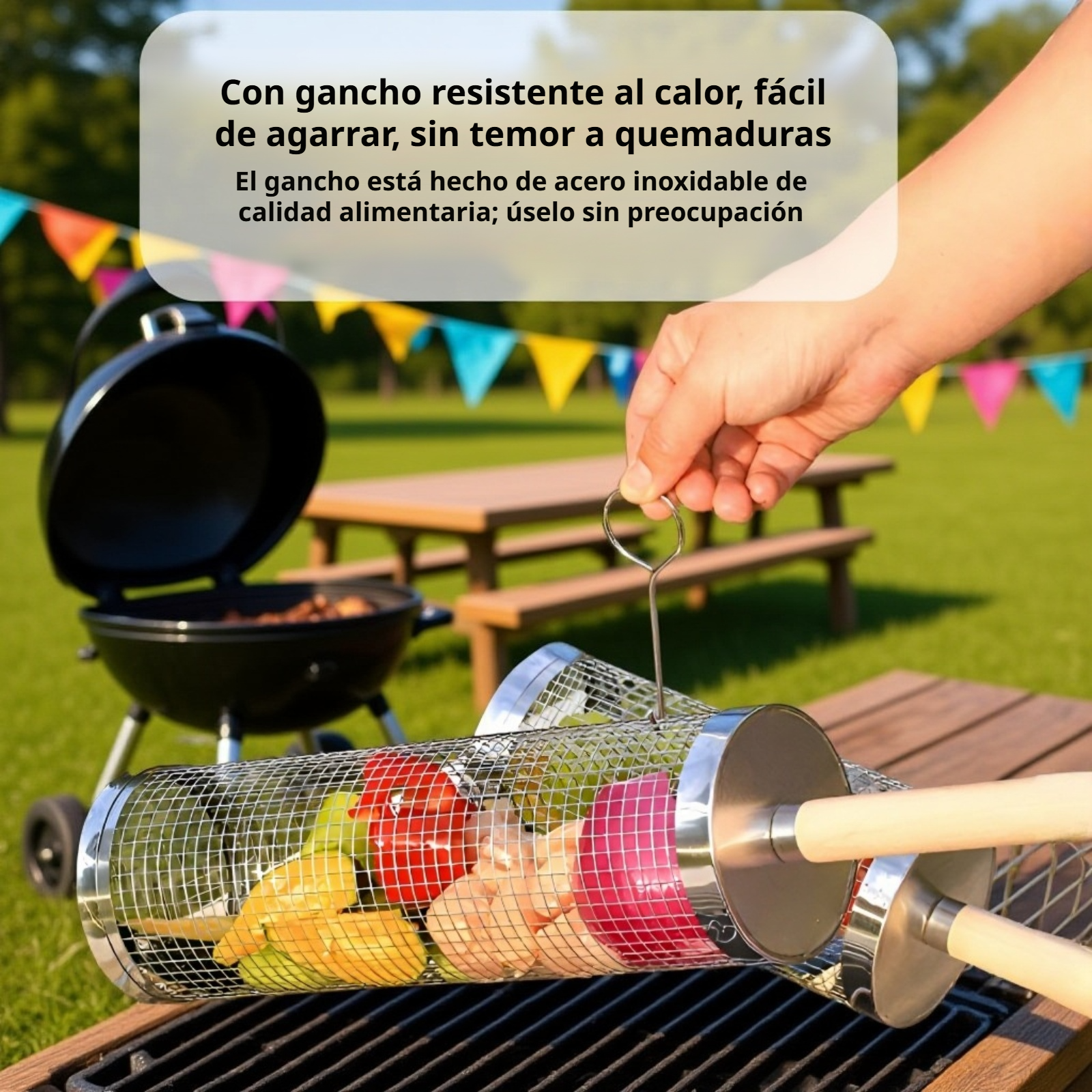 Barbacoa portátil cilíndrica giratoria para exteriores