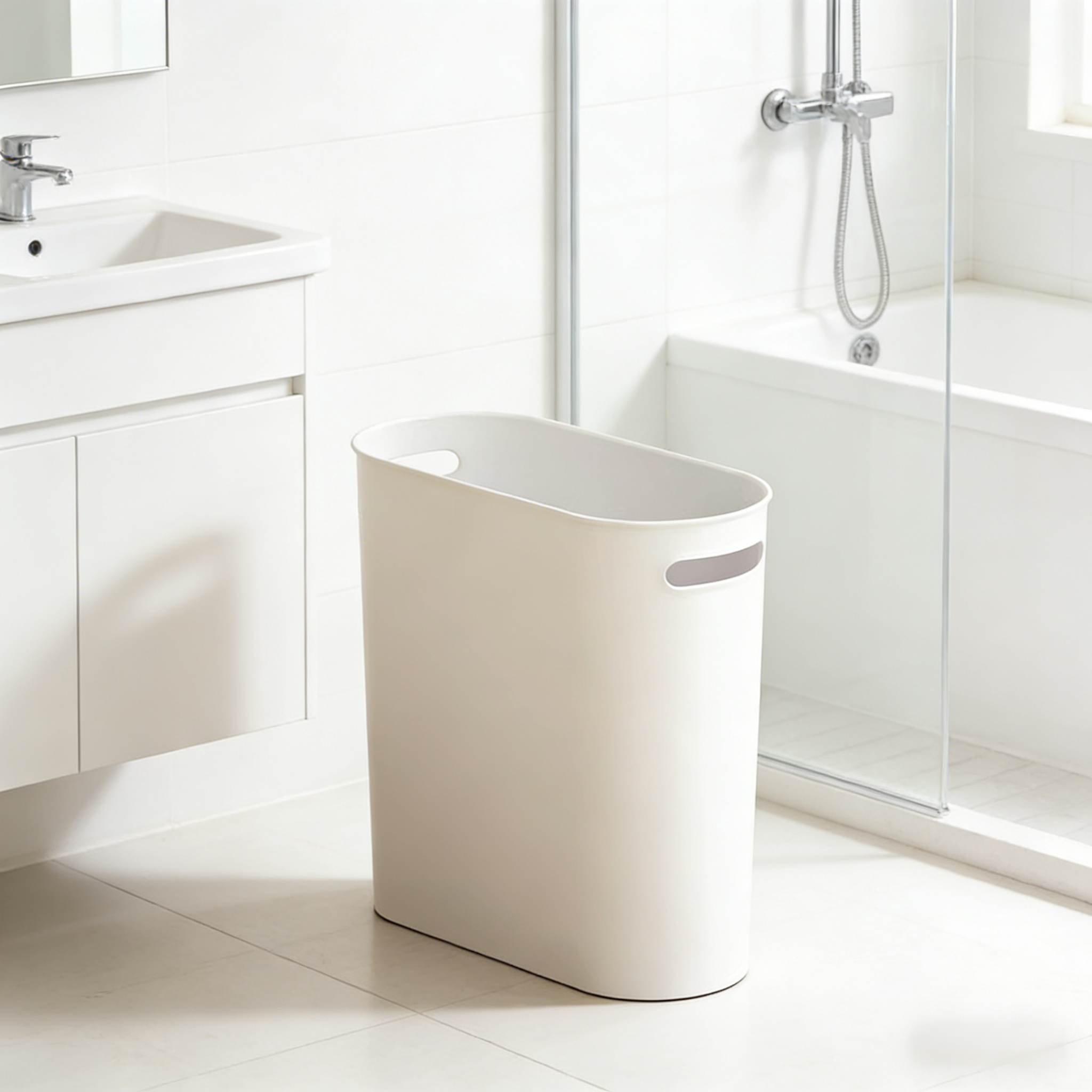 Push-button snap-on lid garbage can for small spaces