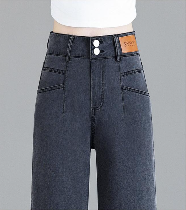 하이웨스트 와이드핏 여성 청바지 디테일 사진