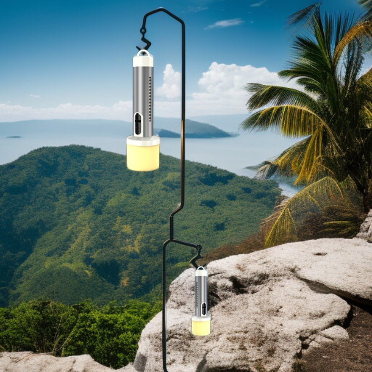 携帯型LEDキャンプランプ 充電式緊急ライト 屋外用レッド