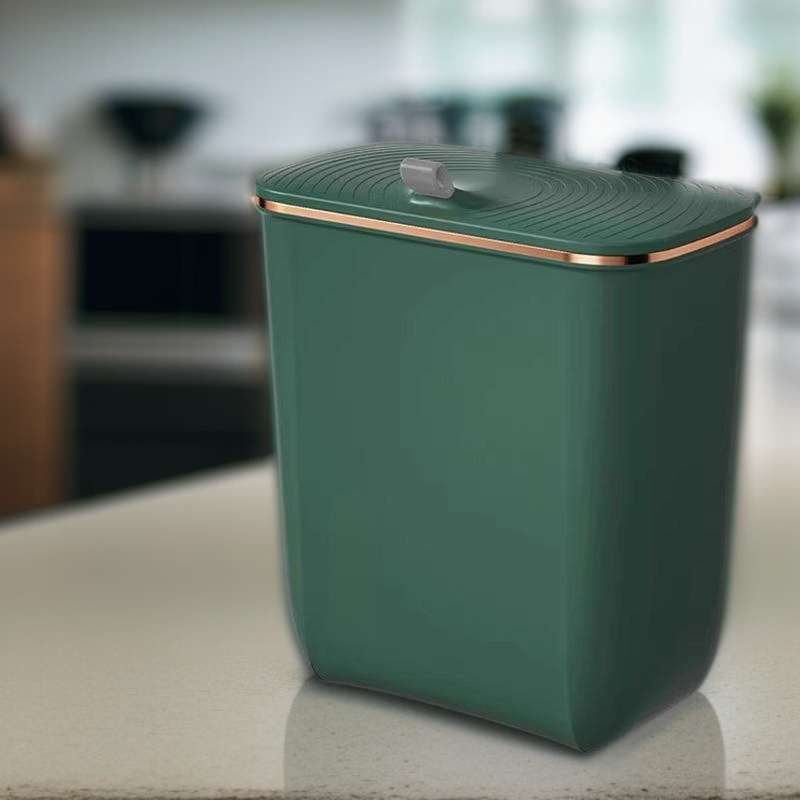 صندوق قمامة بغطاء كبير السعة للحمام والمطبخ وغرفة المعيشة قابل للتثبيت على الحائط
