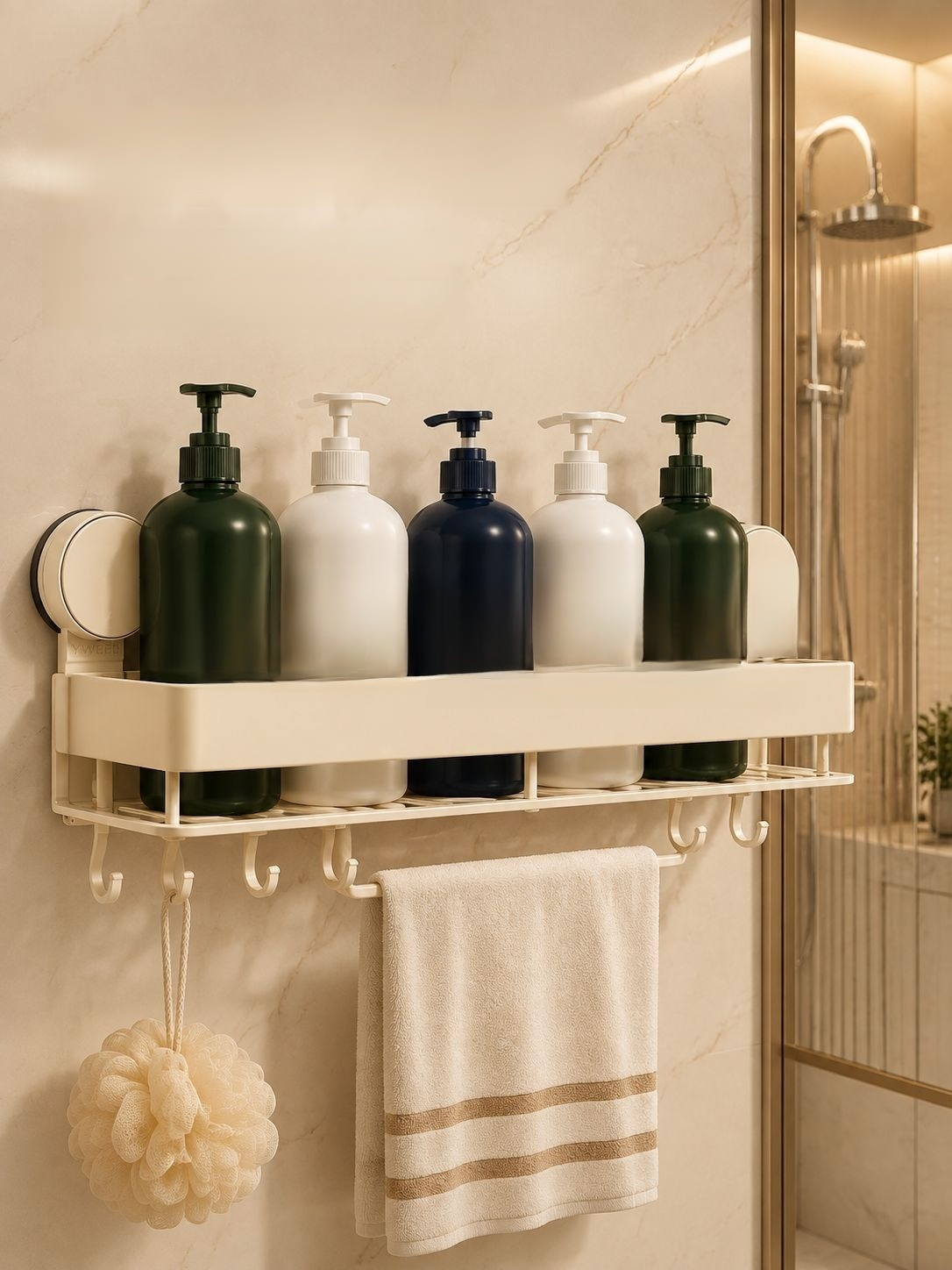 Estante de baño para lavabo, instalación sin perforar