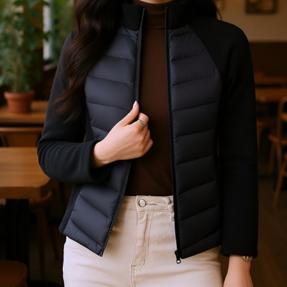 여성 아웃도어 패딩 화이트 슬림 트레이닝 아우터 하이넥 구속 없는 패딩