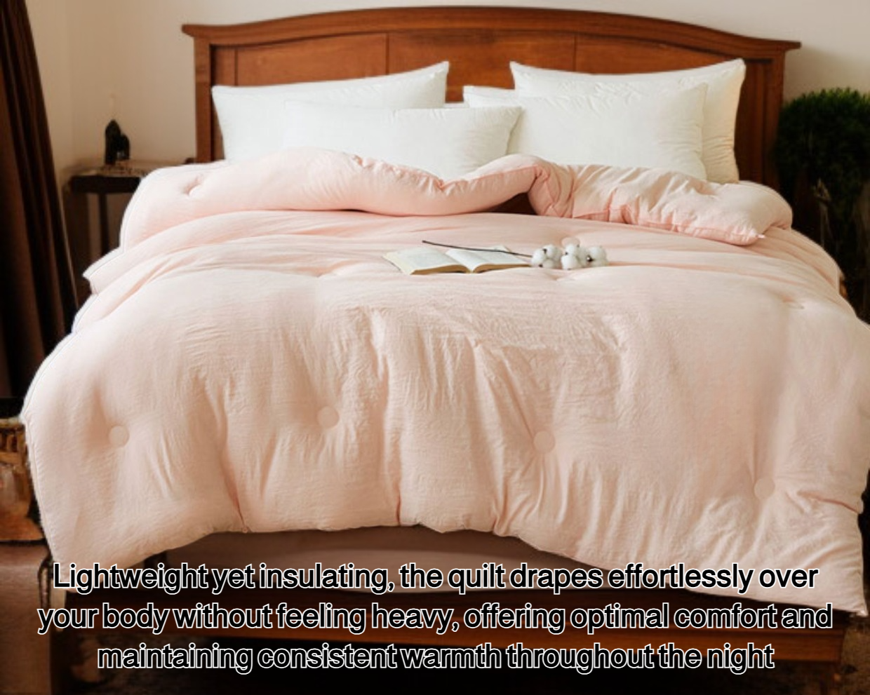 Eco-friendly soy fiber winter quilt on bed