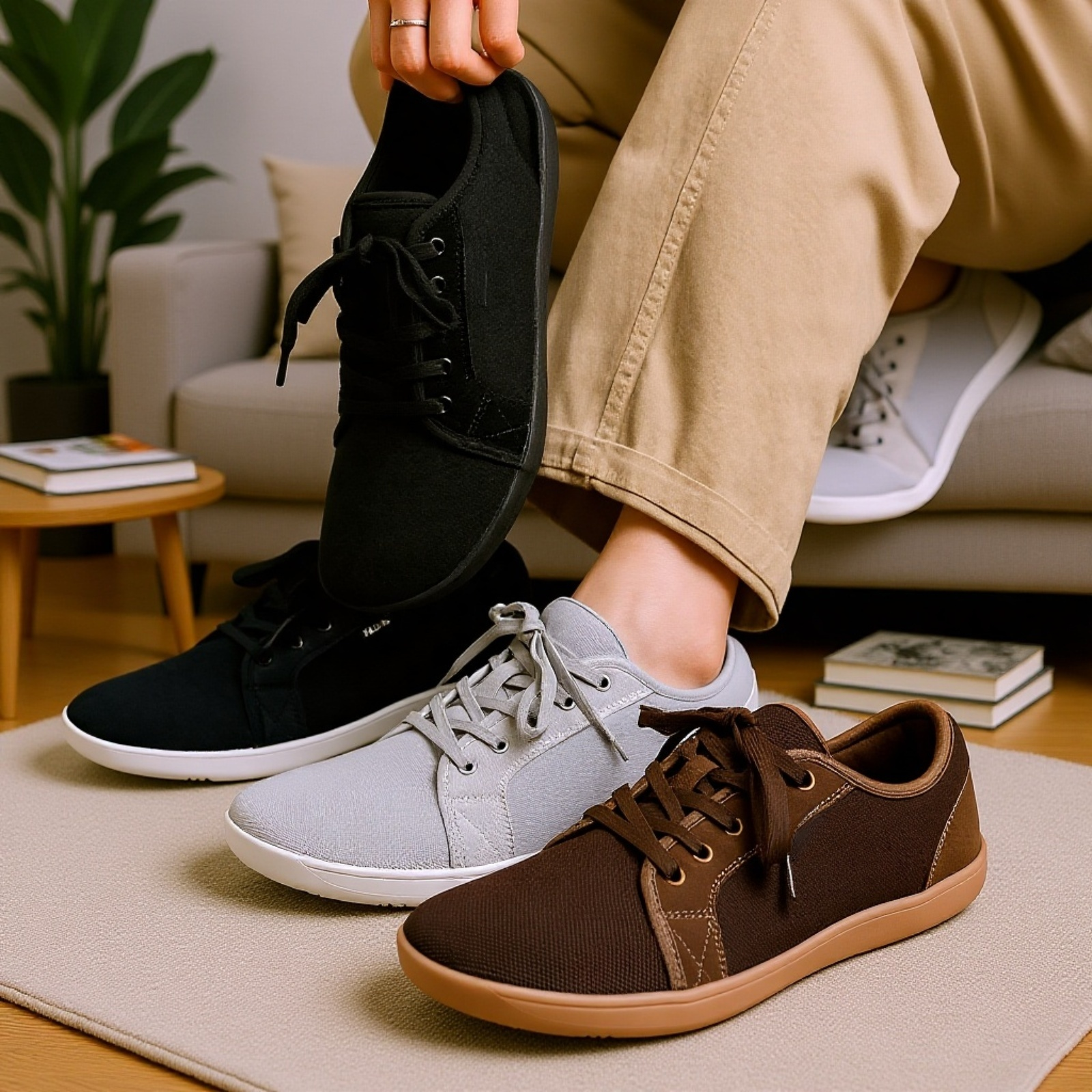 حذاء رياضي رجالي كاجوال بمقدمة واسعة ومضاد للانزلاق