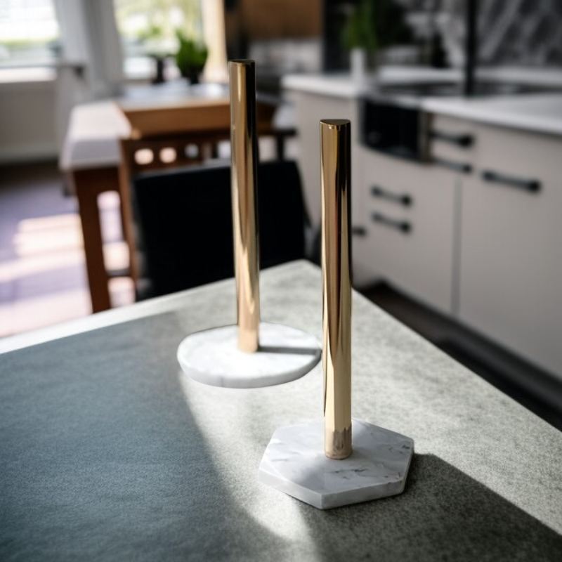 Luxury Gold Marble Paper Towel Holder Countertop Stand (Choose One)