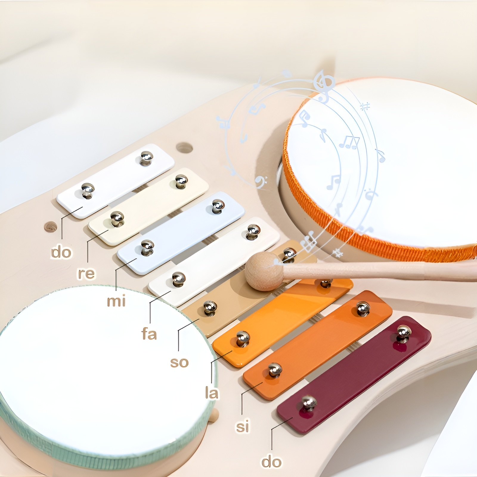 친환경 소재 타악기 나무 장난감 디테일