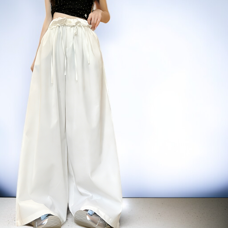 スイート＆クールカジュアル ワイドパンツ フェイクヒップカバー 2種類の丈 サイドポケット 万能コーデ