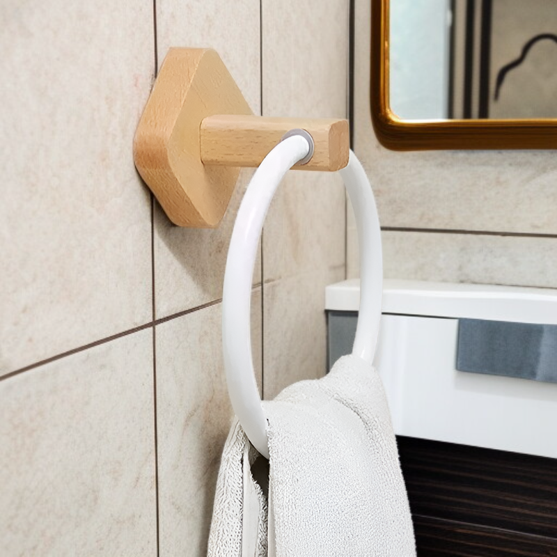 ネックレス型バスタオルハンガー 日本風丸型タオル掛け