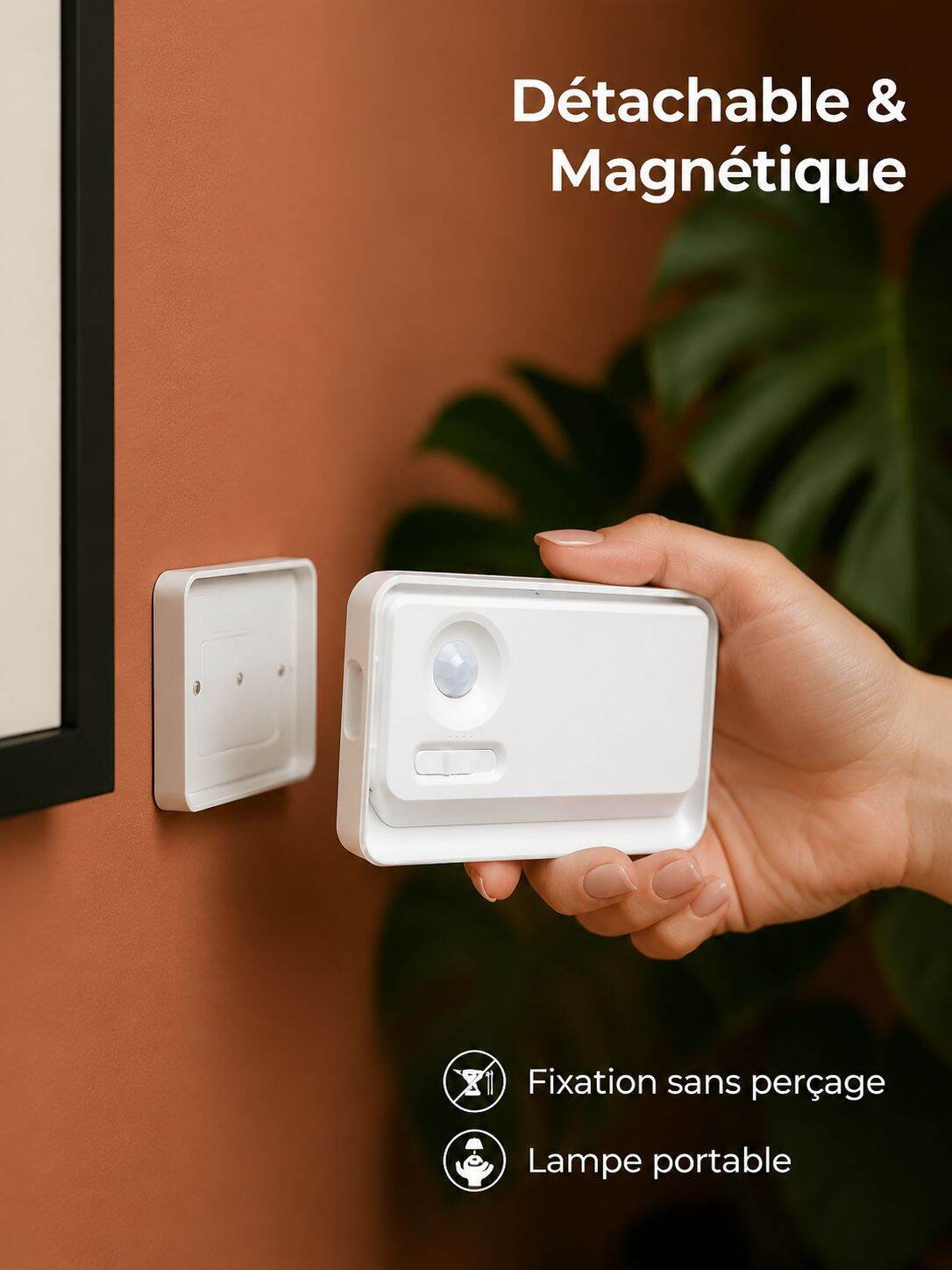 Lampe murale à détection de mouvement, veilleuse de chevet rechargeable USB