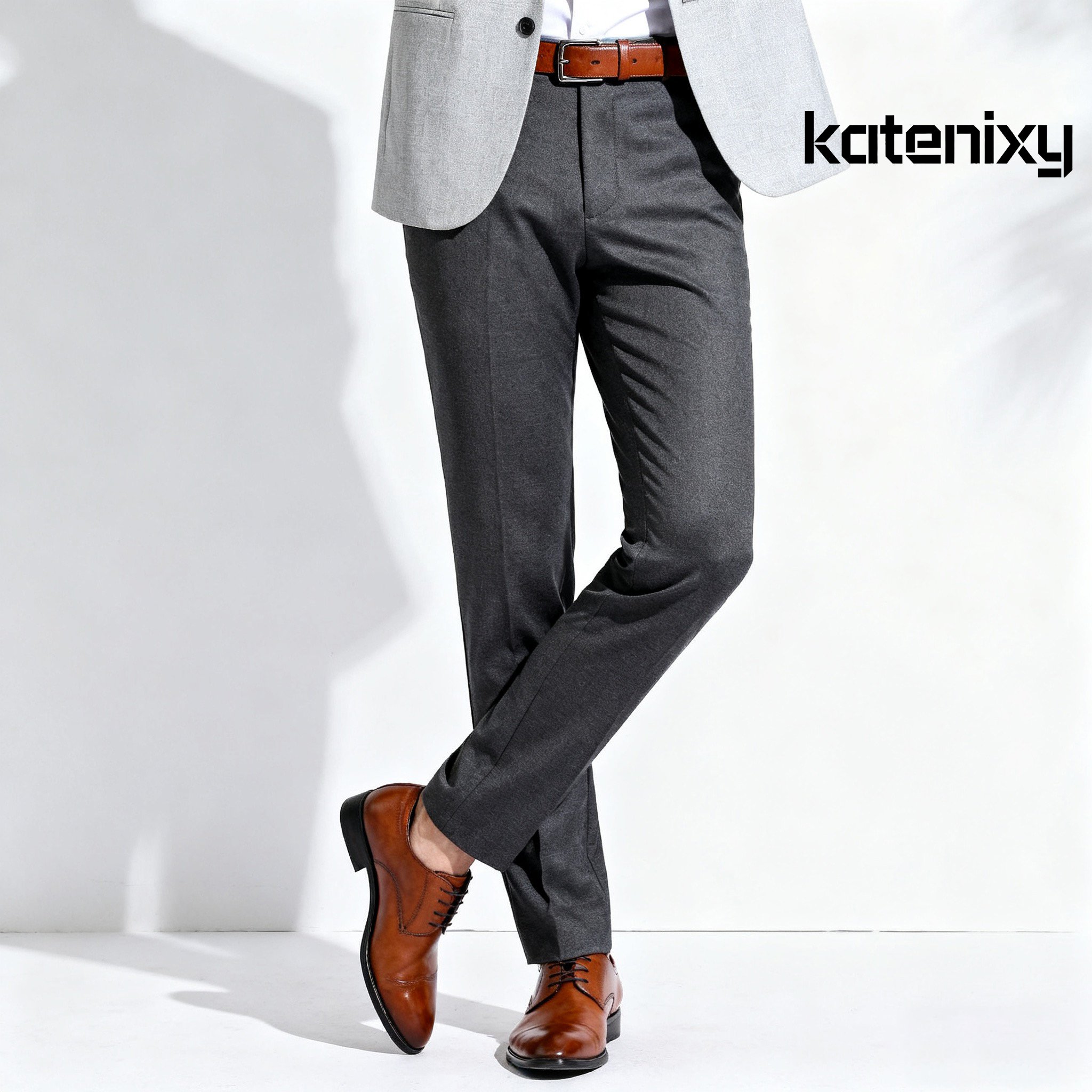 진한 회색 정장 바지